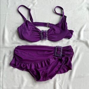 BECCA Vibrant Purple Swimwear with Crystal Accents